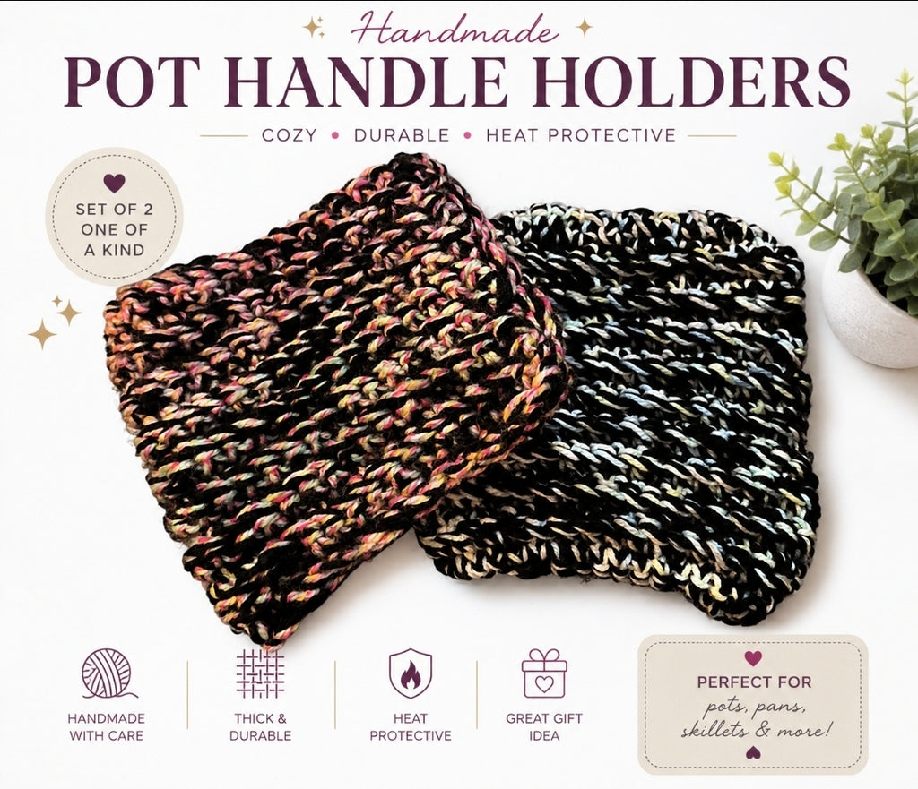 Handmade Crochet Pot Handle Holders – Set of 2