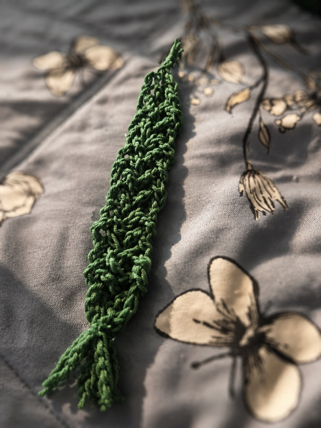 Crocheted 7-Strand Braided Leaf Bookmark